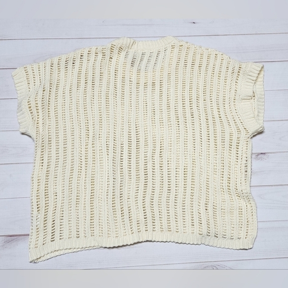 White Birch Open Knit Short Sleeve Short Sleeve Top XL New Without Tags - Picture 4 of 8